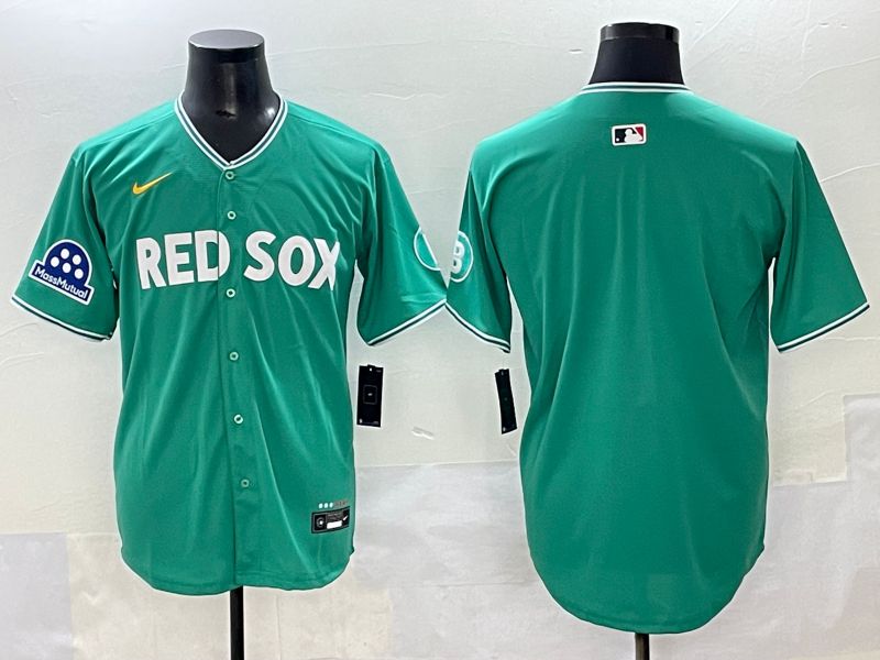 Men 2025 Boston Red Sox Blank Green Joint Name Nike MLB Jersey style 2